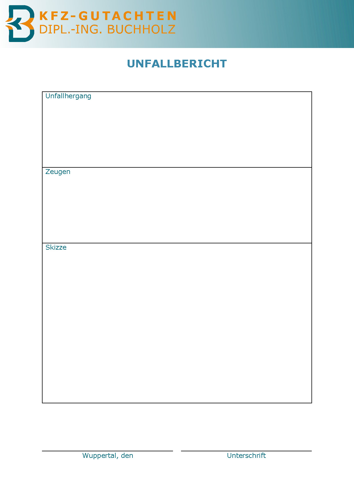 Aufnahmebogen Unfallhergang